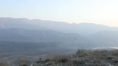 Paragliding in the field 5 Video stock 309554672