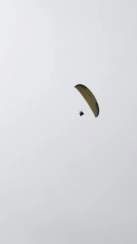 Paragliding flight in gray sky Stock Footage 340159498