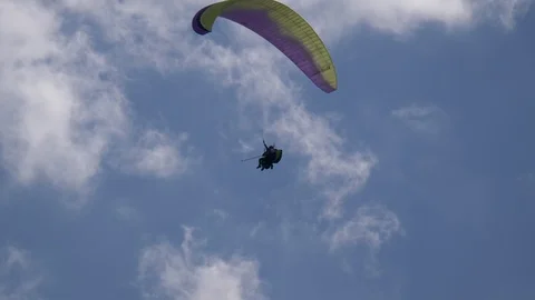 Paragliding Flight Tandem Cloudy Video stock 111411536