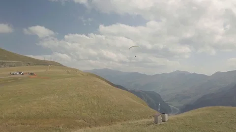 Paragliding fly shot with drone Stock Footage 117748266