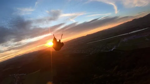 Paragliding Fly at sunset Stock Footage 141080160