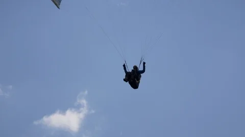 Paragliding Flying Close Up Cloudy Stock Footage 111411571