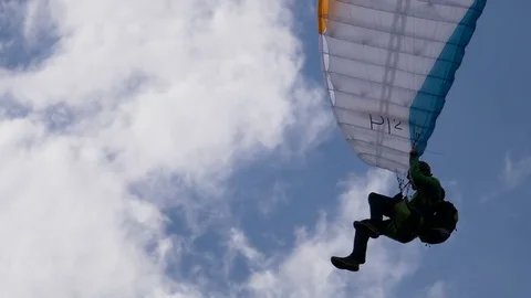 Paragliding Flying Close Up Cloudy Stock Footage 111411601
