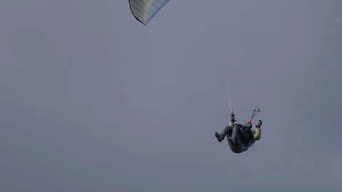 Paragliding Flying Close Up Cloudy Stock Footage 111411606
