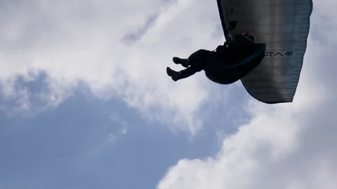 Paragliding Flying Close Up Cloudy Stock Footage 111411619