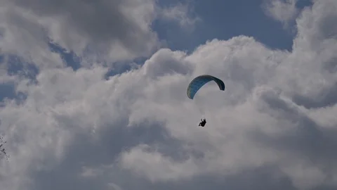 Paragliding Flying Tree Cloudy Stock Footage 111411862