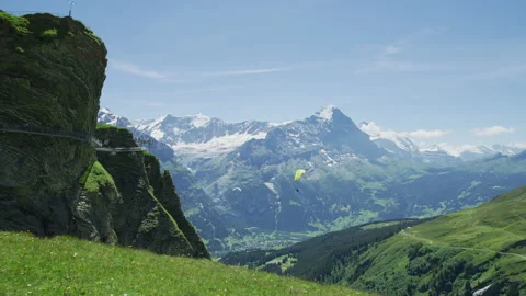 Paragliding at Grindelwald First Stock Footage 219707539