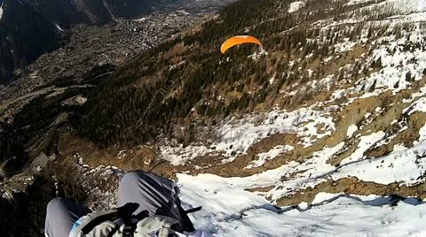 Paragliding high above Chamonix 스톡 동영상 10908937