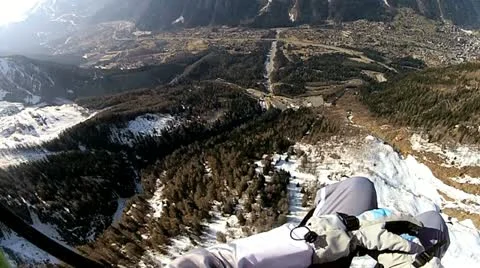Paragliding high above Chamonix Video stock 10909082