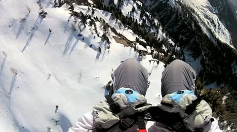 Paragliding high in the snow Video stock 10909007