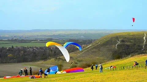 Paragliding from a hill top Stock Footage 11225942
