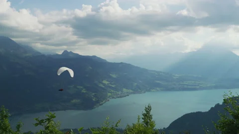 Paragliding at Interlaken Stock Footage 219024364