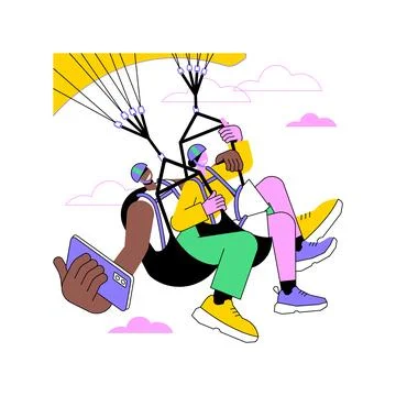 Paragliding isolated cartoon vector illustrations. Stock Illustration