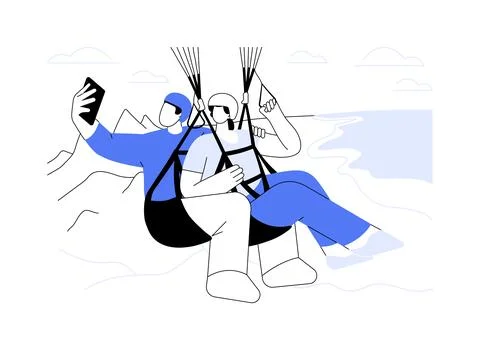 Paragliding isolated cartoon vector illustrations. Stock Illustration