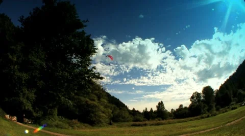 Paragliding landing Stock Footage 8560328