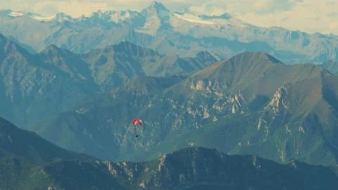 Paragliding in Mountains, Alps Stock Footage 218310752