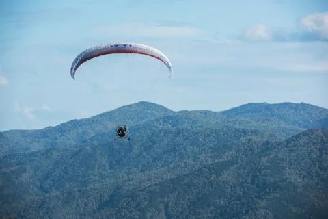Paragliding in mountains 写真素材