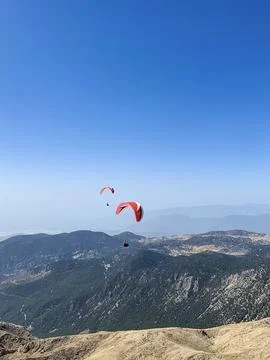 Paragliding in the mountains Stock Photos