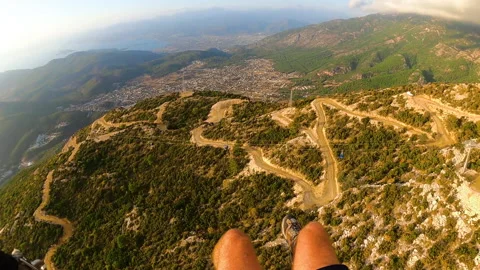 Paragliding point of view flying over Oludeniz view from gopro Vídeo Stock 238915627