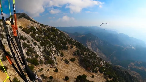 Paragliding point of view flying over Oludeniz view from gopro Stock-Footage 241797044