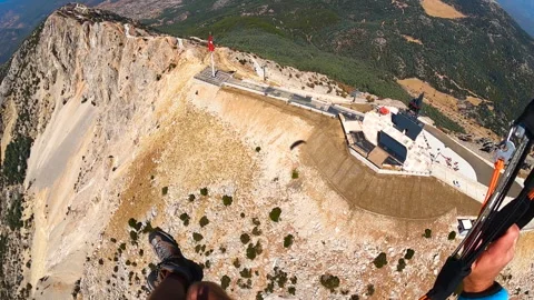 Paragliding point of view flying over Oludeniz view from gopro Video stock 241798153
