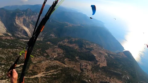 Paragliding point of view flying over Oludeniz view from gopro Stock-Footage 241798817