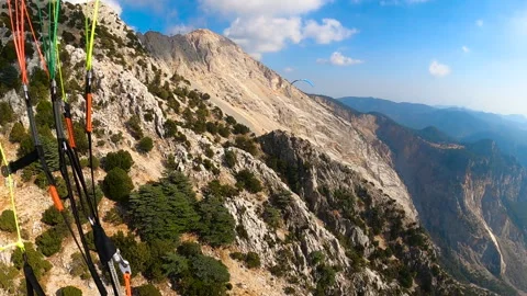 Paragliding point of view flying over Oludeniz view from gopro Stock Footage 241799130