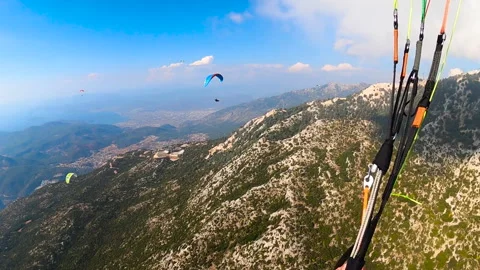 Paragliding point of view flying over Oludeniz view from gopro Video stock 241799752