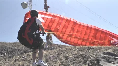 Paragliding Setup Stock Footage 22102483