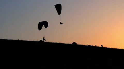 Paragliding silhouettes Stock Footage 52126272