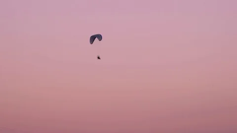 Paragliding Start On The Sunset Stock Footage 116480275