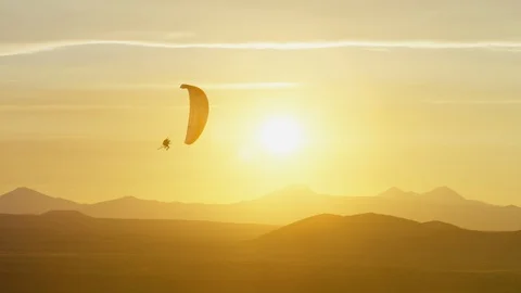 Paragliding at Sunset - 4k @ 96fps Stock Footage 106364122