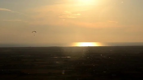 Paragliding at the sunset Stock Footage 81483584