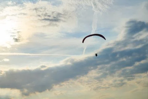 Paragliding at sunset Stock Photos