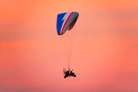Paragliding in the sunset Stock Photos