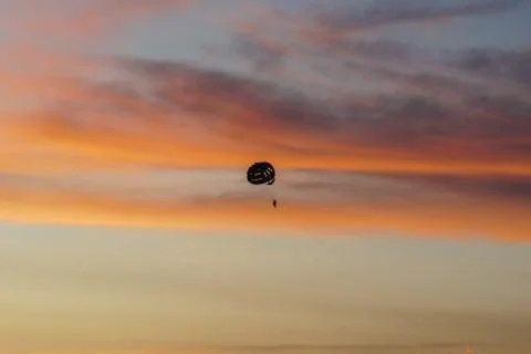 Paragliding in the sunset Stock Photos