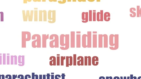 Paragliding Tag Cloud Animated On White Background Vídeos de archivo 103093759