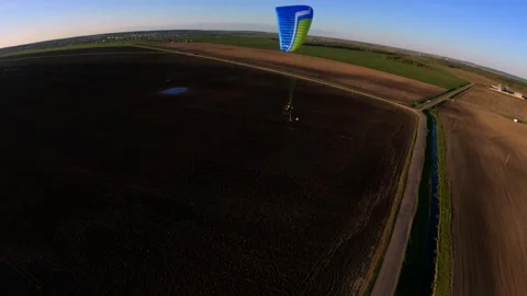Paragliding in tandem, shooting with an FPV drone, paragliding Stock Footage 242523359