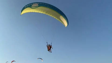 Paragliding in Turkey. Skydiving on the background of the sky. Video stock 166311094