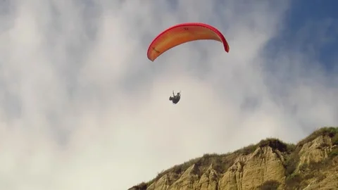 Paragliding Turning Around and Floating Away Stock-Footage 247426997