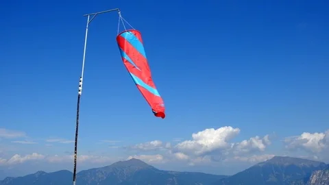 Paragliding windsock on dolomites Stock Footage 79810530