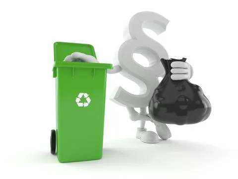Paragraph character with dustbin Stock Illustration