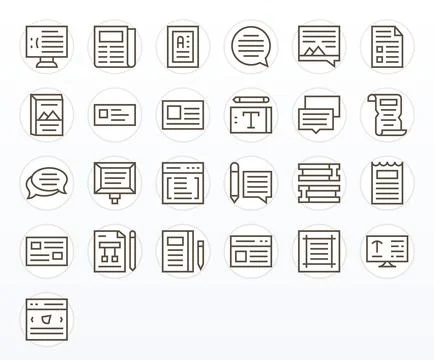 Paragraph Complete Vector Package with 25 High Resolution Regular Line Pixe.. Illustrazione stock
