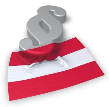 Paragraph symbol and austrian flag - 3d rendering Stock Illustration