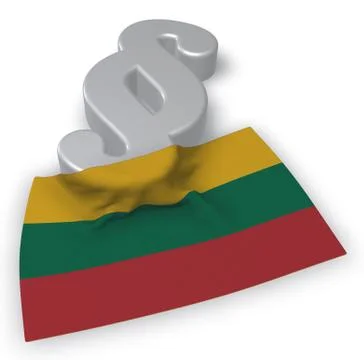 Paragraph symbol and flag of Lithuania - 3d rendering Stock Illustration