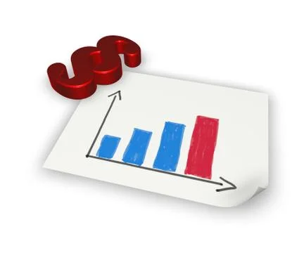 Paragraph symbol and paper sheet with business graph - 3d rendering Illustrazione stock