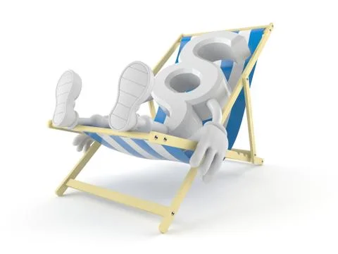 Paragraph symbol character lying on deck chair Illustrazione stock
