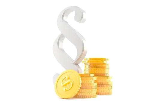 Paragraph symbol with stack of coins Illustrazione stock