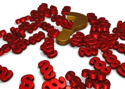 Paragraph symbols and question mark on white background - 3d rendering Stock Illustration