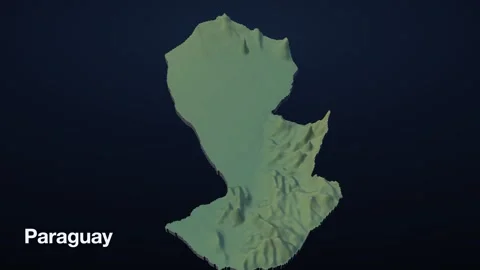 Paraguay 3D elevation relief map Stock Footage 340608857